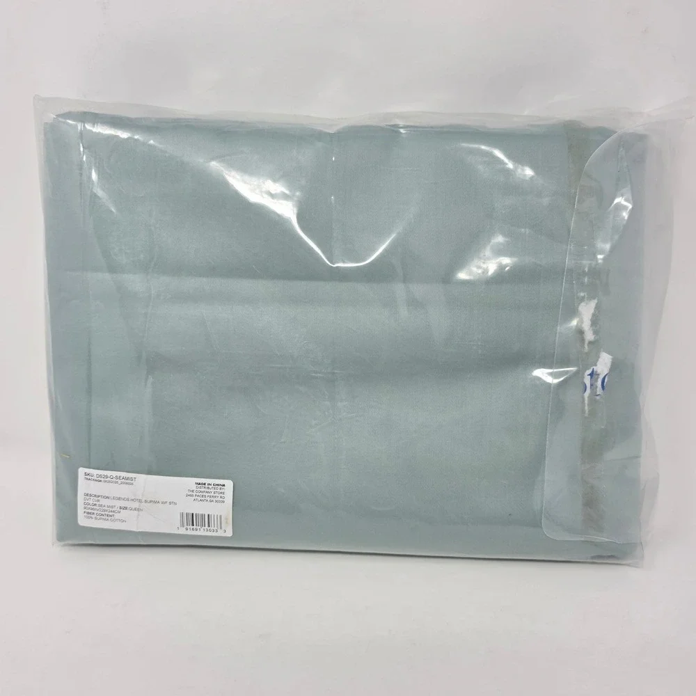 The Company Store Legends Hotel Supima Cotton Sateen Queen Duvet Cover Sea Mist